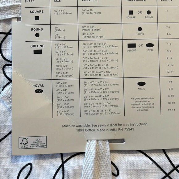 Rachel Zoe Valentines Day White Black Hearts Tablecloth 60”x 104” Love Cotton - Picture 2 of 2